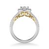 ArtCarved Diamond Pear Shaped Halo & Side Stone Engagement Ring Setting in White & Yellow Gold