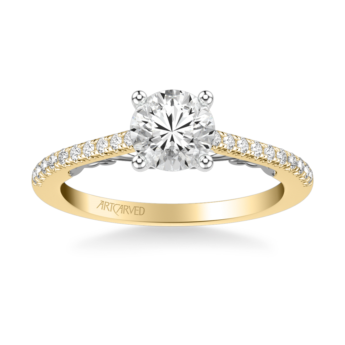 ArtCarved Lyric Diamond Engagement Ring Setting in Two Tone Gold