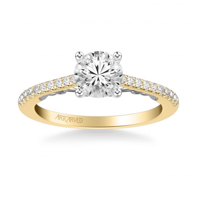 ArtCarved Lyric Diamond Engagement Ring Setting in Two Tone Gold