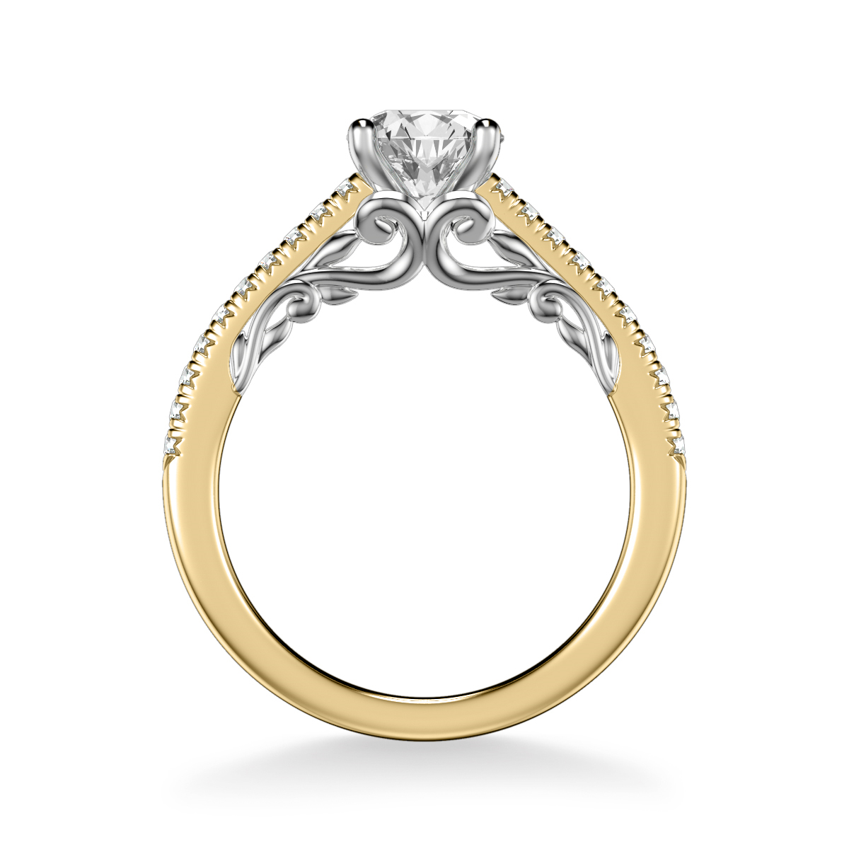 ArtCarved Lyric Diamond Engagement Ring Setting in Two Tone Gold