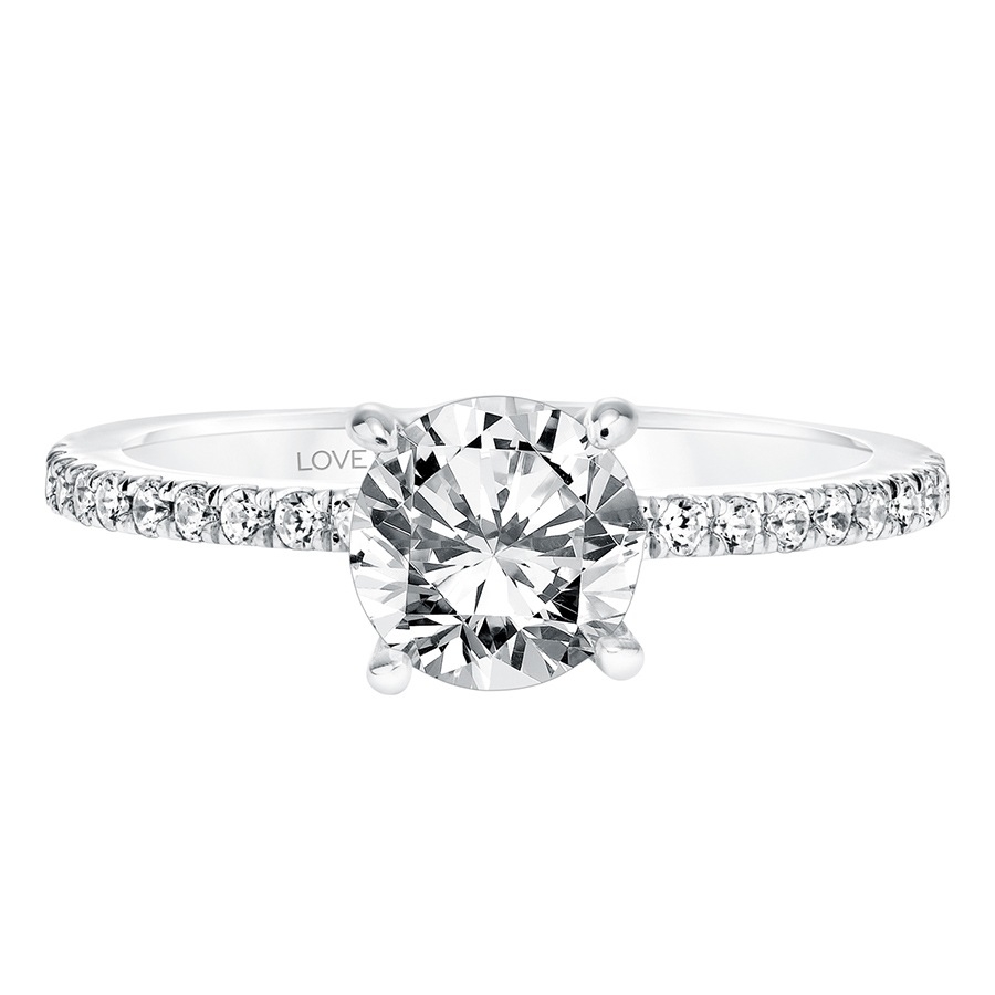 Love Earth Engagement Ring Setting with Lab Grown Diamond 3/4 Shank in White Gold, .30 cttw