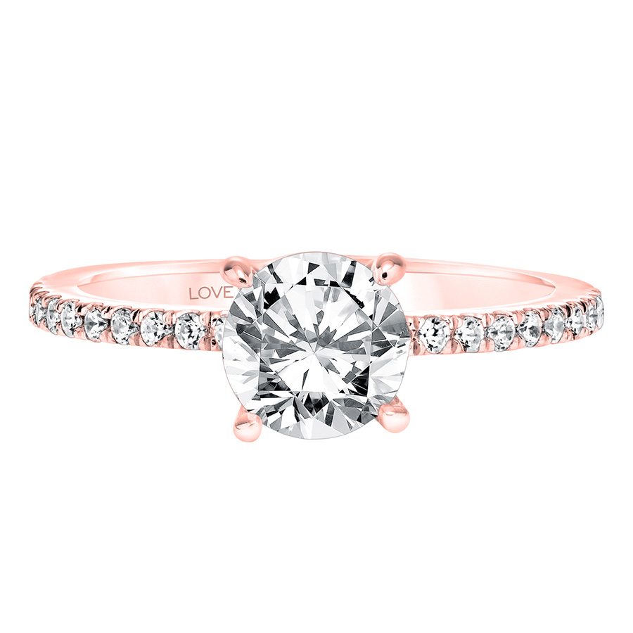 Love Earth Engagement Ring Setting with Lab Grown Diamond 3/4 Shank in Rose Gold, .30 cttw