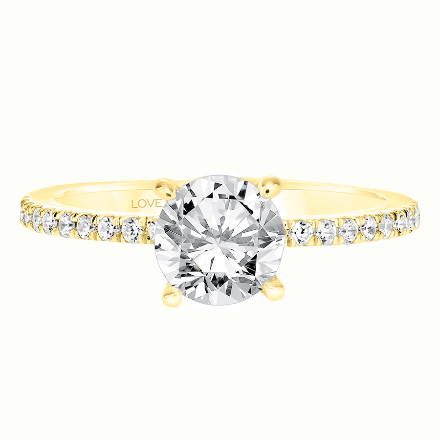Love Earth Engagement Ring Setting with Lab Grown Diamond 3/4 Shank in Yellow Gold, .30 cttw