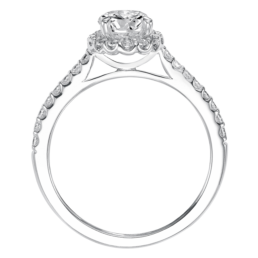 Love Earth Engagement Ring Setting with Lab Grown Diamond Oval Halo & Shank in White Gold