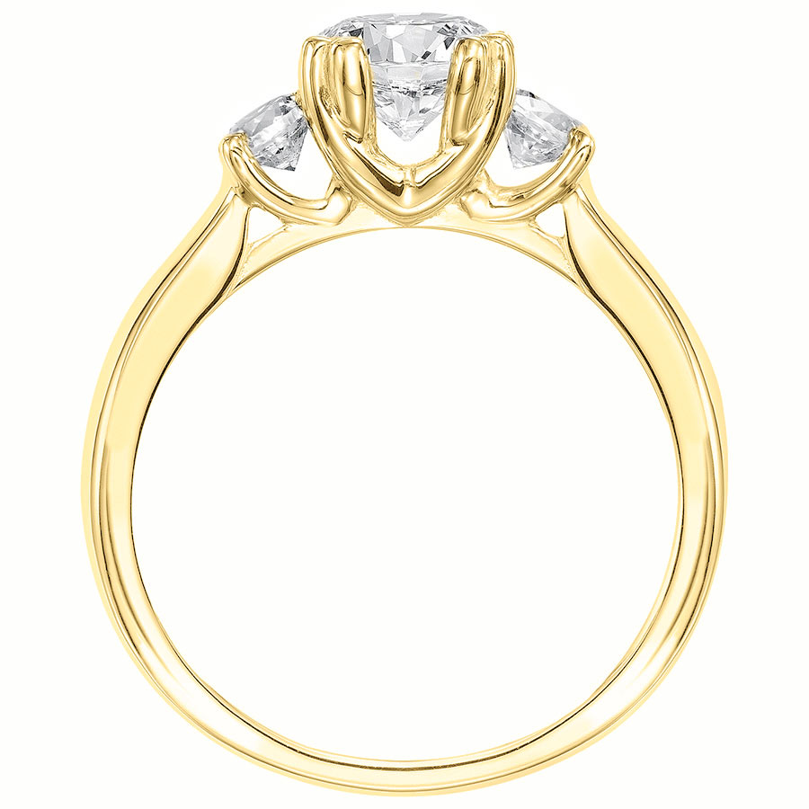 Love Earth Lab Grown Diamond 3 Stone Engagement Ring Setting in Yellow Gold