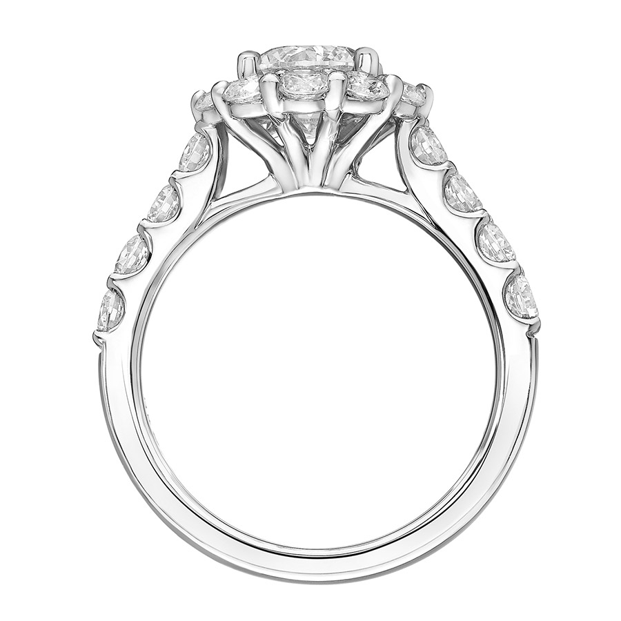Love Earth Engagement Ring Setting with Lab Grown Diamond Bold Halo & Shank in White Gold
