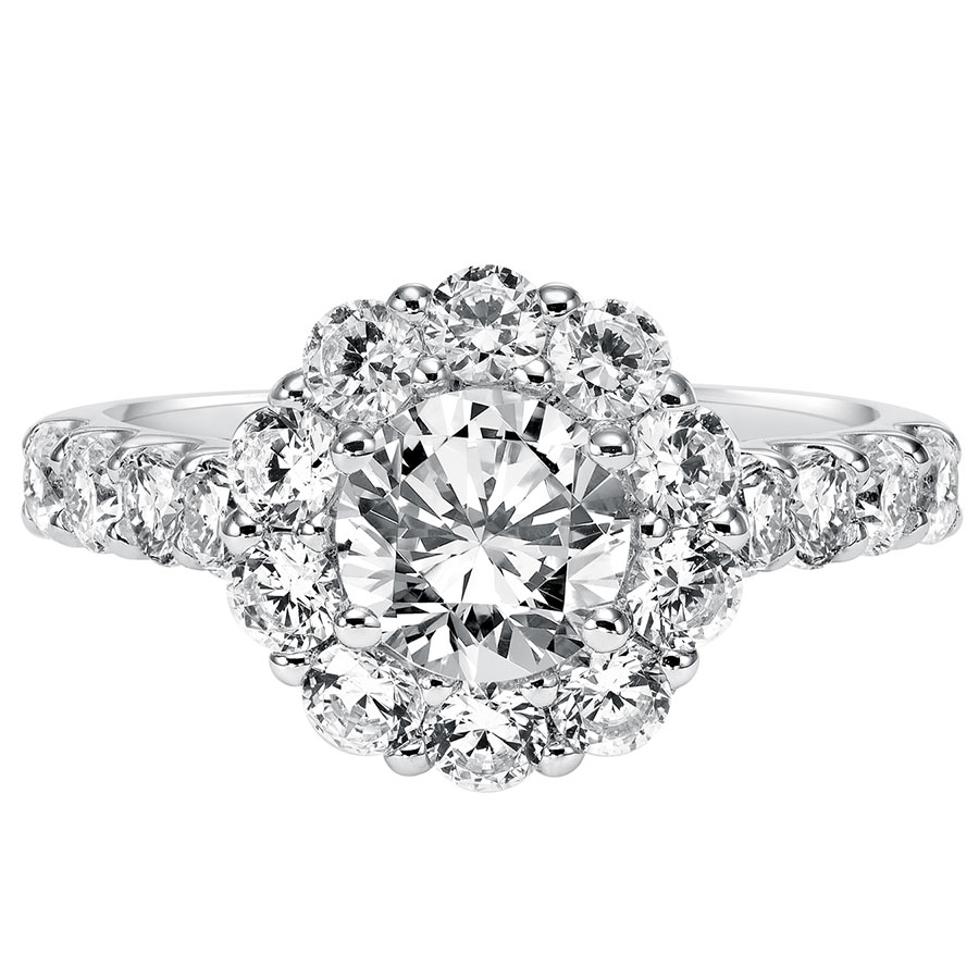 Love Earth Engagement Ring Setting with Lab Grown Diamond Bold Halo & Shank in White Gold