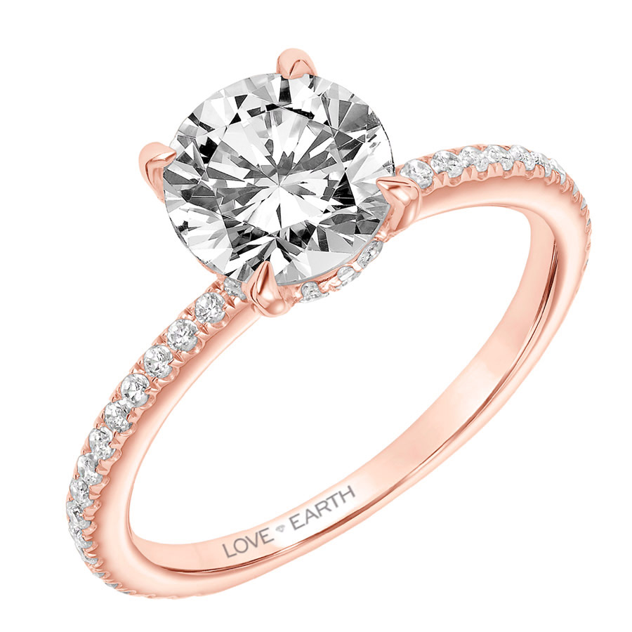 Love Earth Engagement Ring Setting with Lab Grown Diamond Basket & Shank in Rose Gold, .38 cttw