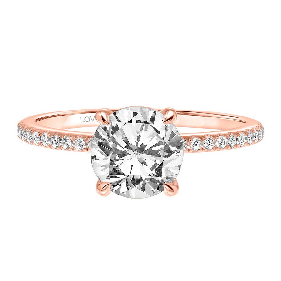 Love Earth Engagement Ring Setting with Lab Grown Diamond Basket & Shank in Rose Gold, .38 cttw