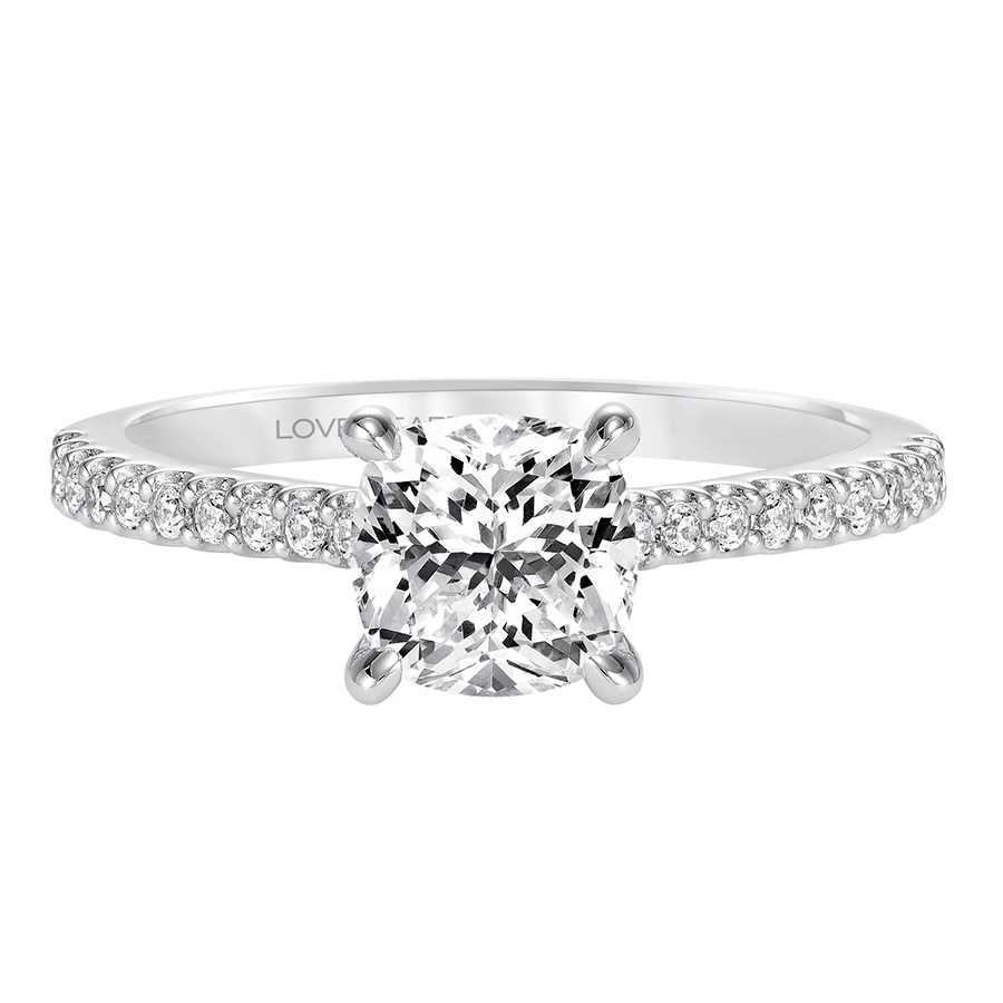 Love Earth Engagement Ring Setting with Lab Grown Diamond Half Shank in White Gold, .20 cttw