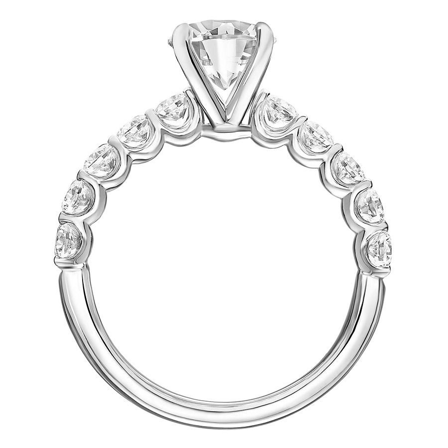 Love Earth Engagement Ring Setting with Lab Grown Diamond U-Prong Shank in White Gold, .80 cttw