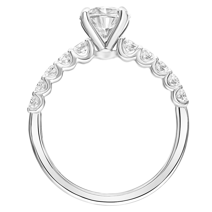 Love Earth Engagement Ring Setting with Lab Grown Diamond U-Prong Shank in White Gold, .41 cttw