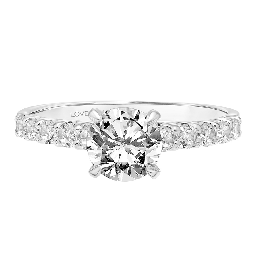 Love Earth Engagement Ring Setting with Lab Grown Diamond U-Prong Shank in White Gold, .41 cttw