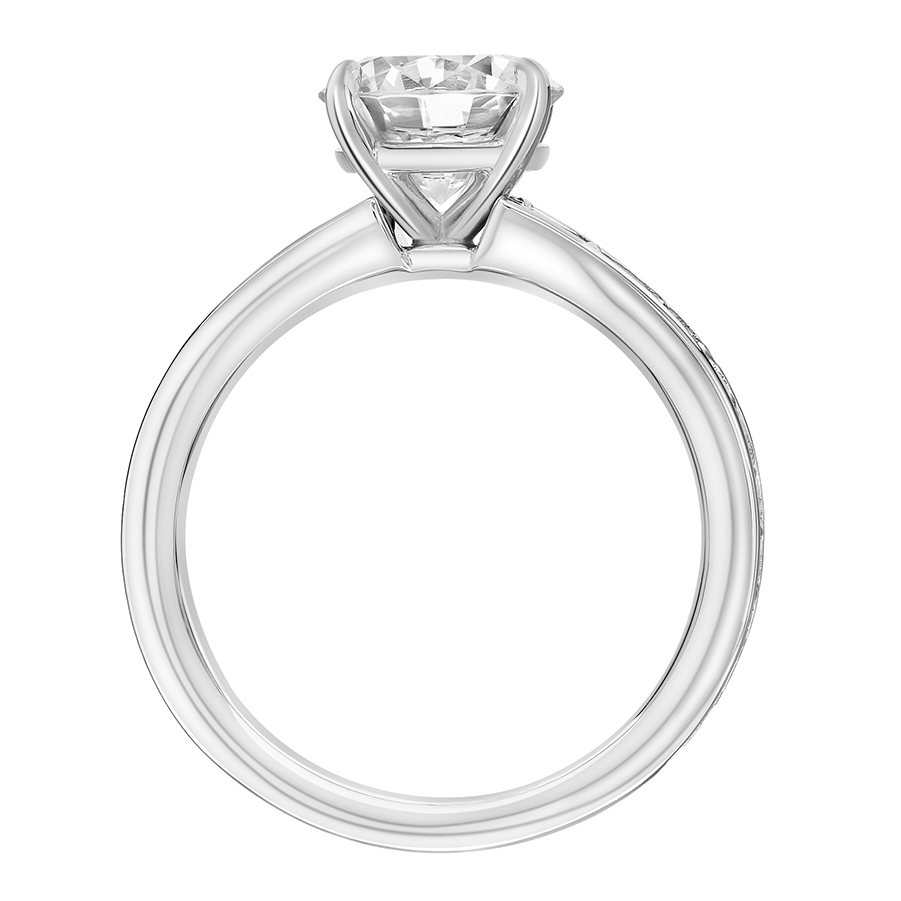 Love Earth Engagement Ring Setting with Lab Grown Diamond Bead & Bright Tapered Shank in White Gold
