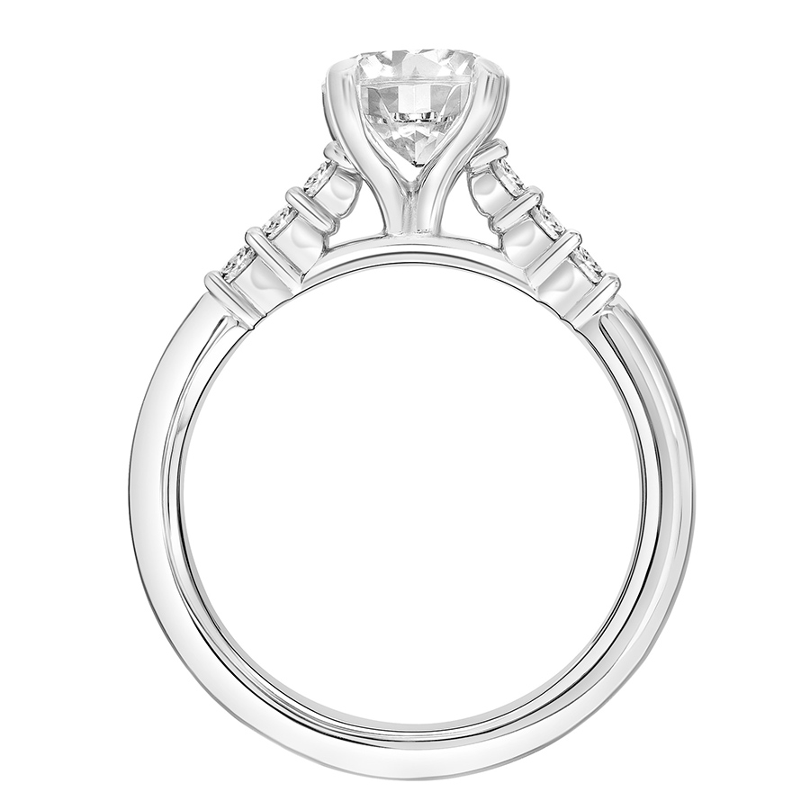 Love Earth Engagement Ring Setting with 6 Lab Grown Diamond Side Stones in White Gold, .21 cttw