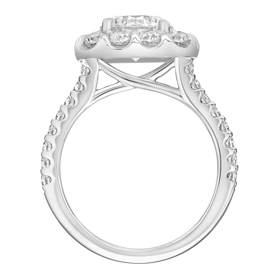 Love Earth Engagement Ring Setting with Lab Grown Diamond Cushion Halo & Shank in White Gold, 1.34 c
