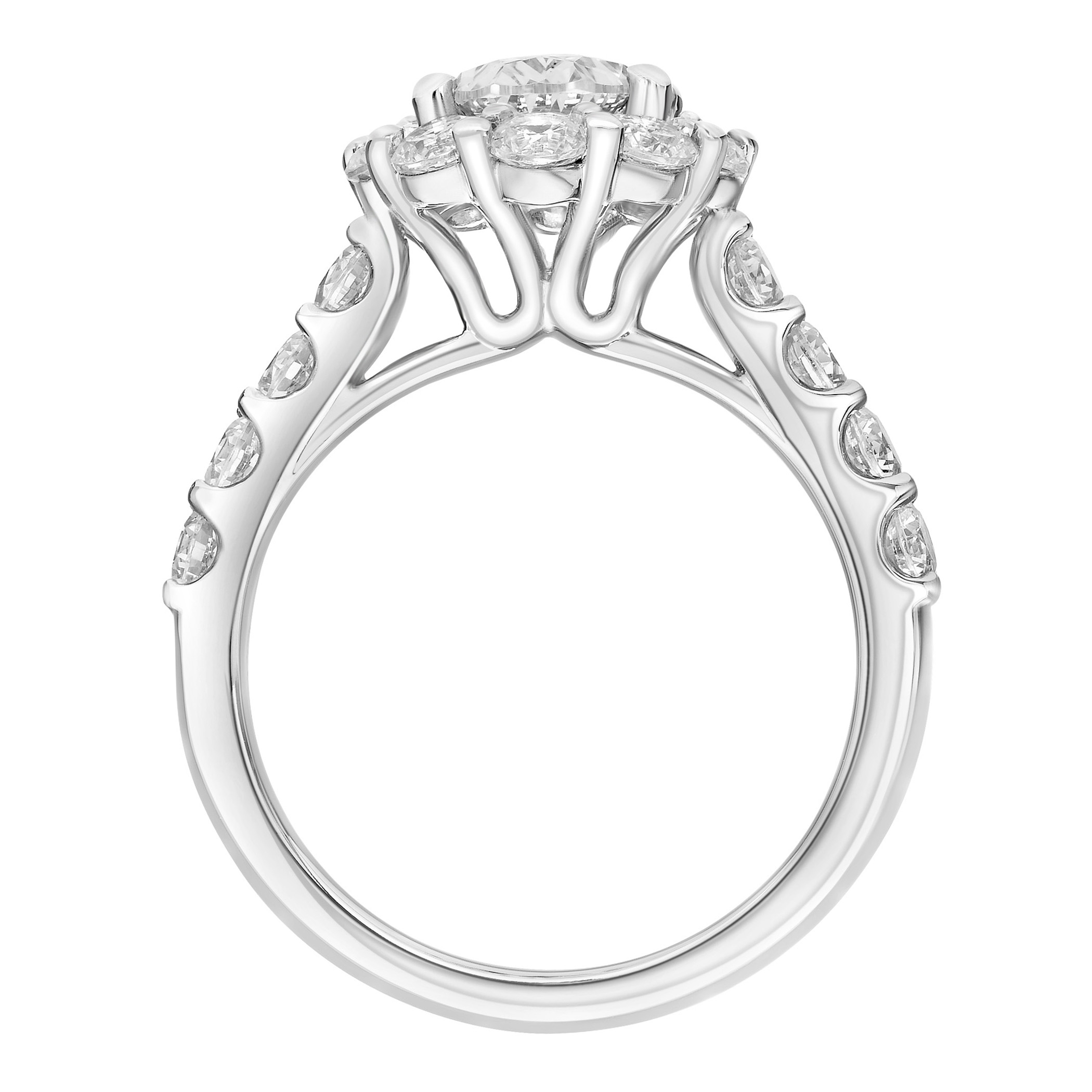 Love Earth Engagement Ring Setting with Lab Grown Diamond Oval Halo & Shank in White Gold, 1.64 cttw