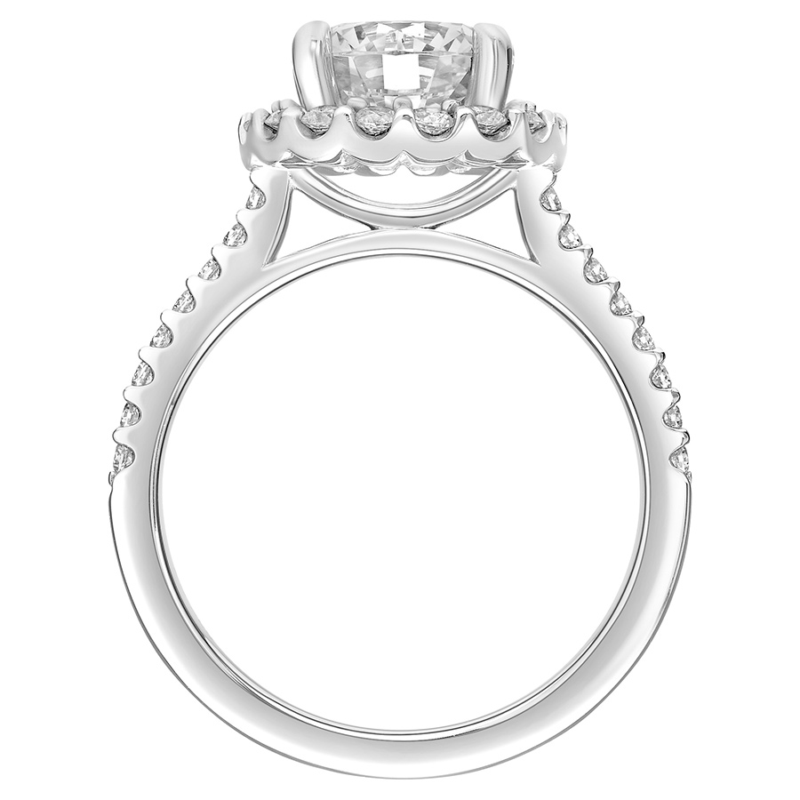 Love Earth Engagement Ring Setting with Lab Grown Diamond Halo & Shank in White Gold, .51 cttw