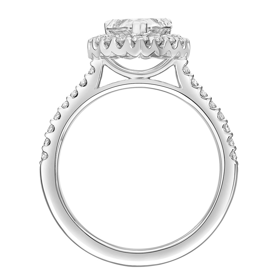 Love Earth Engagement Ring Setting with Lab Grown Diamond Pear Shaped Halo & Shank in White Gold