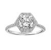 Love Earth Engagement Ring Setting with Lab Grown Diamond Hexagon Halo & Shank in White Gold, .38 ct