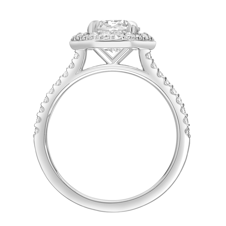 Love Earth Engagement Ring Setting with Lab Grown Diamond Hexagon Halo & Shank in White Gold, .38 ct