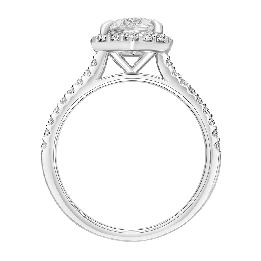 Love Earth Engagement Ring Setting with Lab Grown Diamond Hexagon Halo & Shank in White Gold, .36 ct