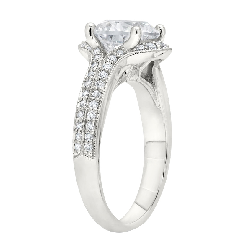 Peter Storm Diamond Oval Tapered Halo Engagement Ring Setting in White Gold