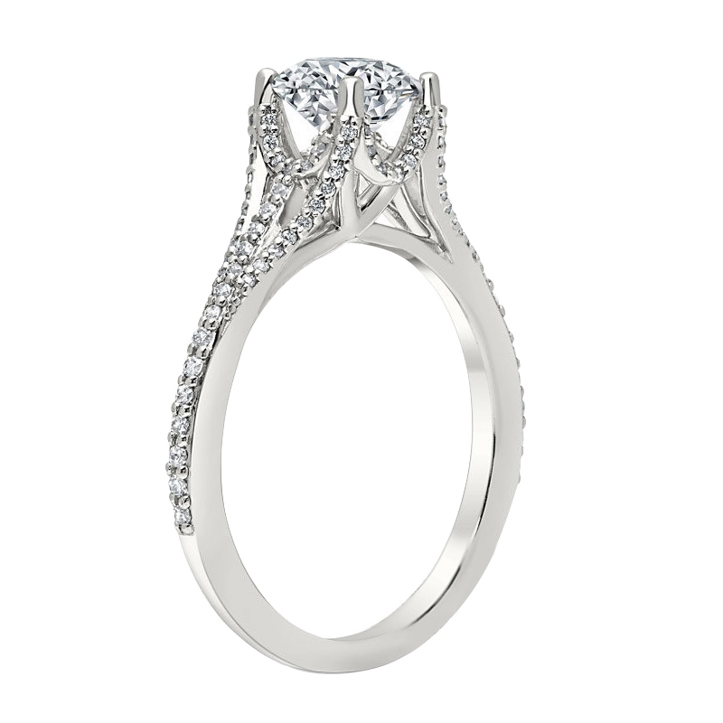 Peter Storm Diamond Triple Open Shank Engagement Ring Setting in White Gold