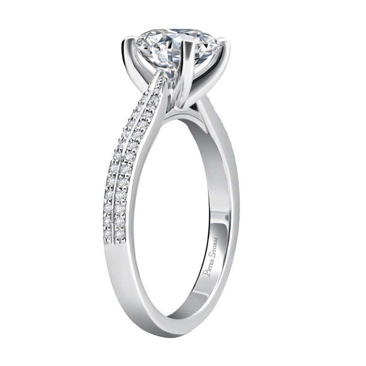 Peter Storm Diamond 2 Row Shank Engagement Ring Setting in White Gold