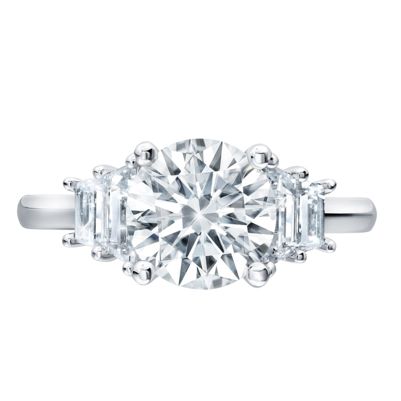 Peter Storm Trapezoid Diamond Side Stone Engagement Ring Setting in White Gold