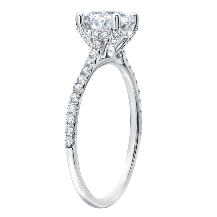 Peter Storm Diamond Shank & Basket Slim Engagement Ring Setting in White Gold