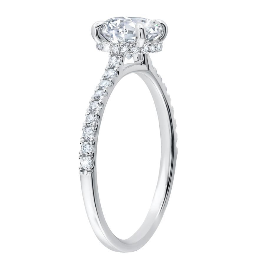Peter Storm Diamond Shank & Hidden Halo Engagement Ring Setting in White Gold
