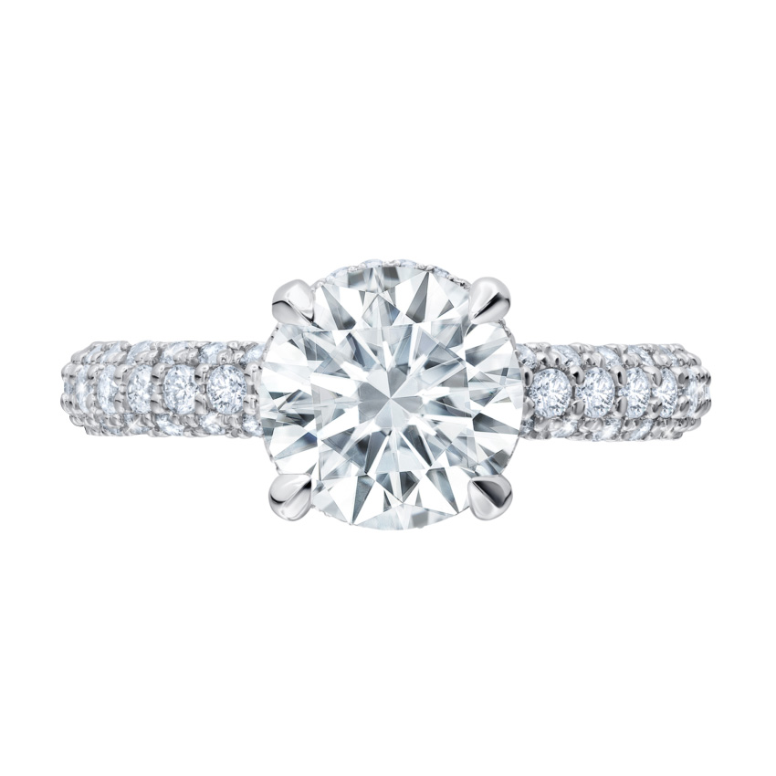 Peter Storm Diamond Pavé & Hidden Halo Engagement Ring Setting in White Gold