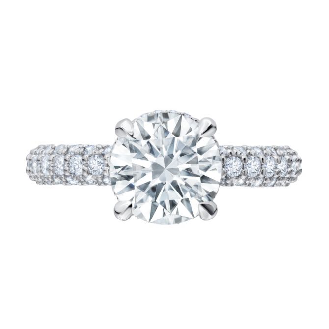 Peter Storm Diamond Pavé & Hidden Halo Engagement Ring Setting in White Gold