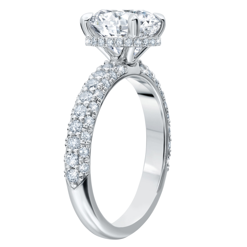 Peter Storm Diamond Pavé & Hidden Halo Engagement Ring Setting in White Gold