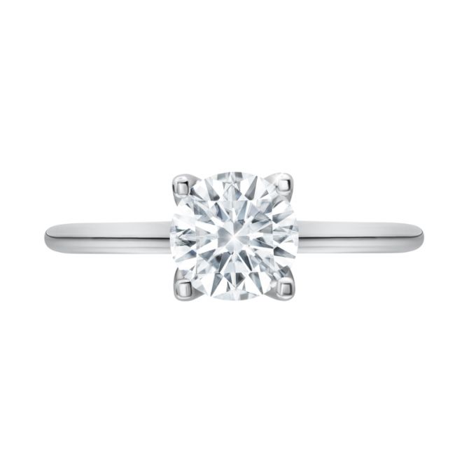 Peter Storm Solitaire Engagement Ring Setting with Peekaboo Diamond V in White Gold