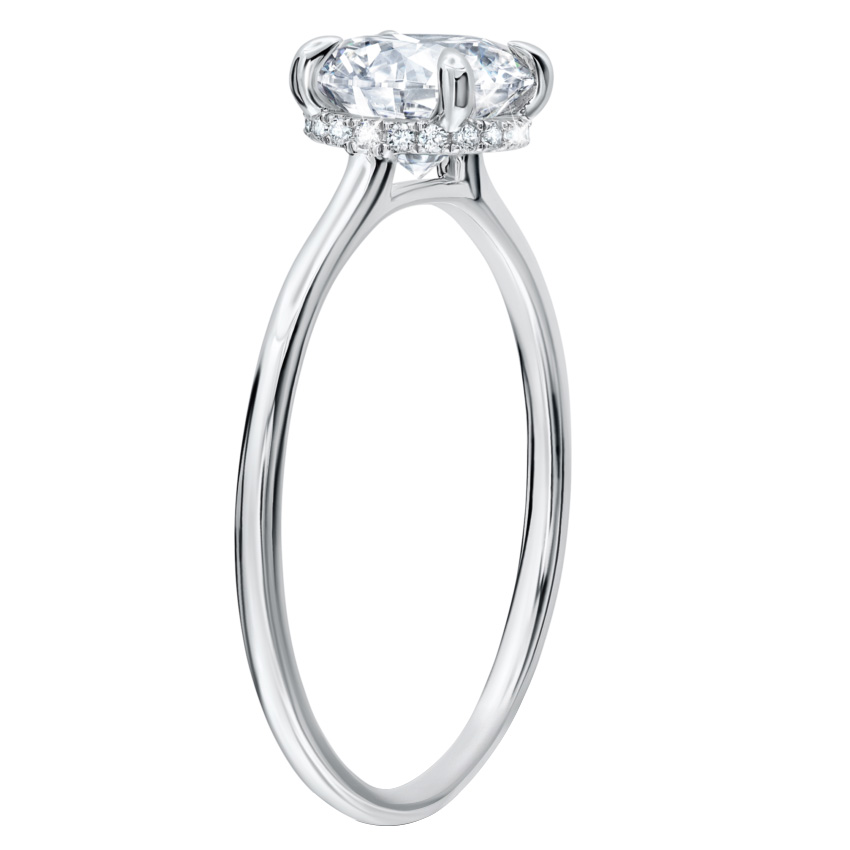 Peter Storm Solitaire Engagement Ring Setting with Hidden Diamond Halo in White Gold