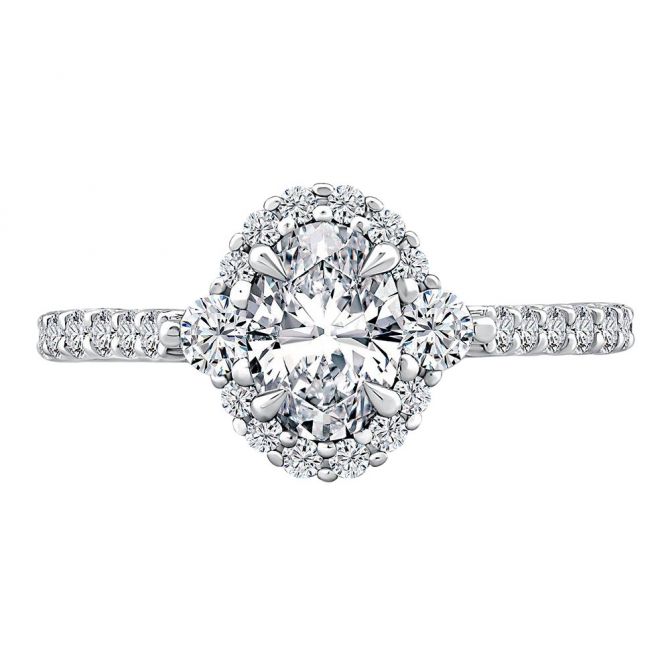 A. Jaffe Diamond Halo Side Stone Engagement Ring Setting in White Gold