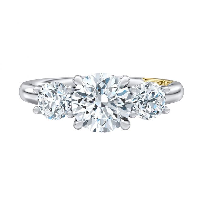 A. Jaffe Diamond 3 Stone Trellis Engagement Ring Setting in White Gold