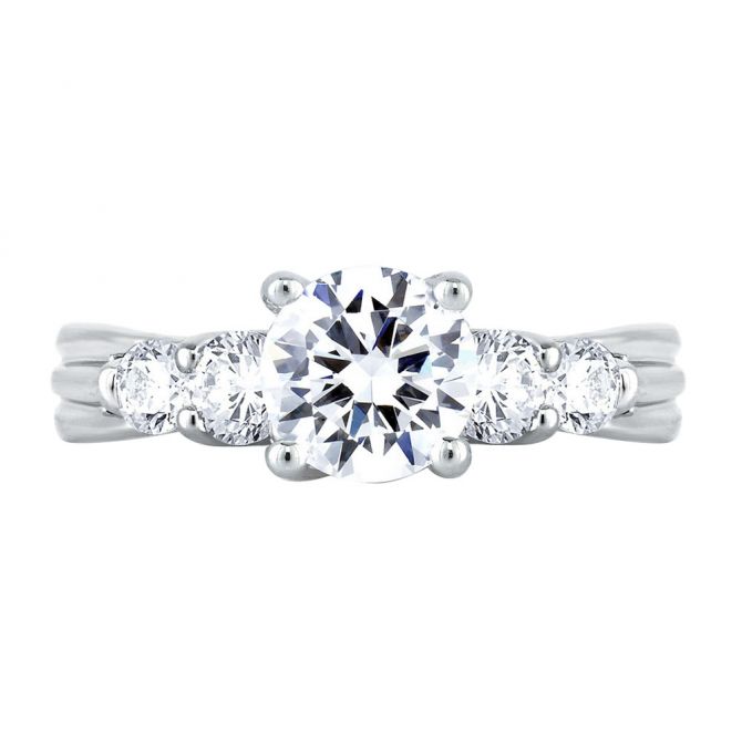 A. Jaffe Diamond 5 Stone Trellis Euro Band Engagement Ring Setting in White Gold