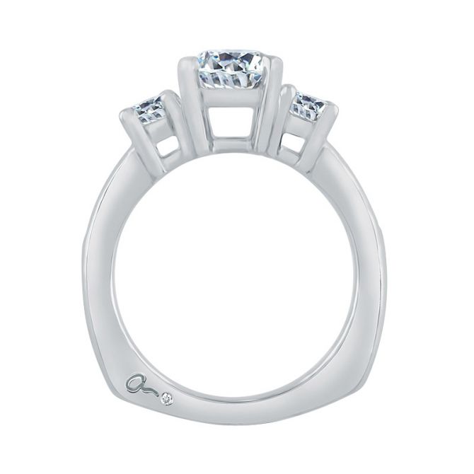 Jaffe Emerald Cut Diamond Stone Channel Set Shank Euro Band