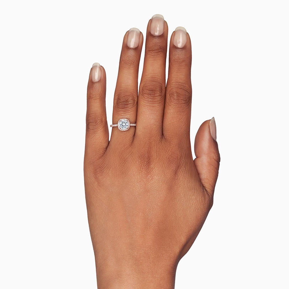 18K Gold Diamond Halo and Side Stone Ring Setting