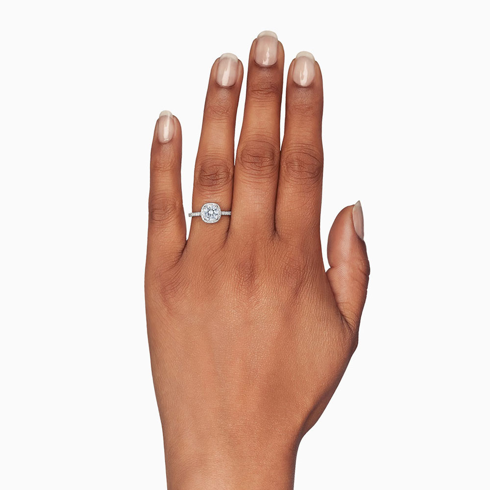 18K Gold Diamond Halo and Side Stone Ring Setting