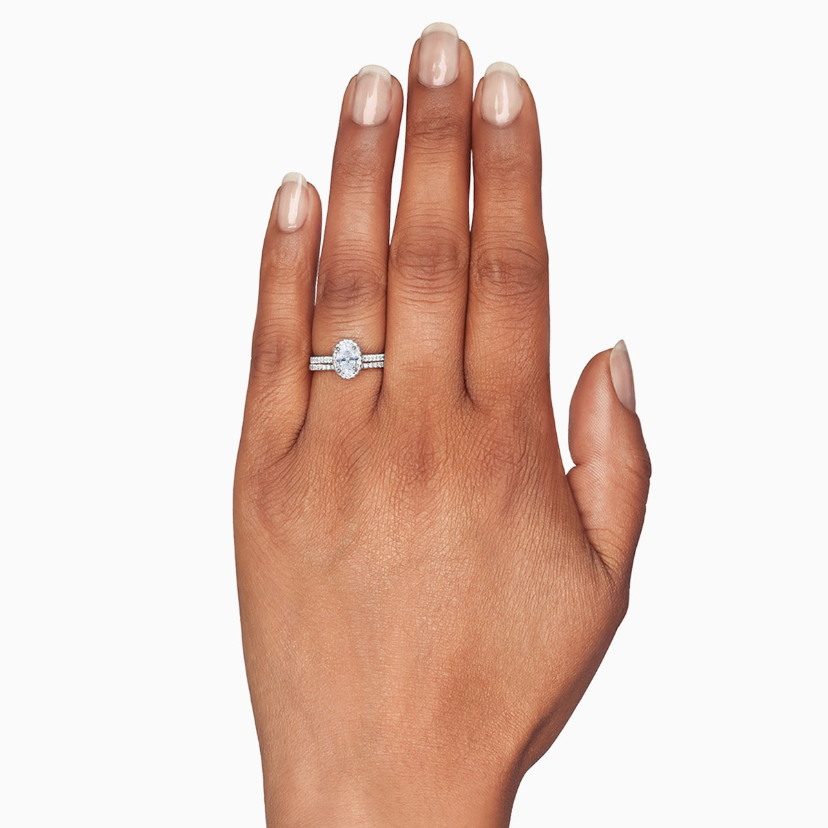 18K Gold Oval Diamond Halo & Pavé Shank Engagement Ring Setting