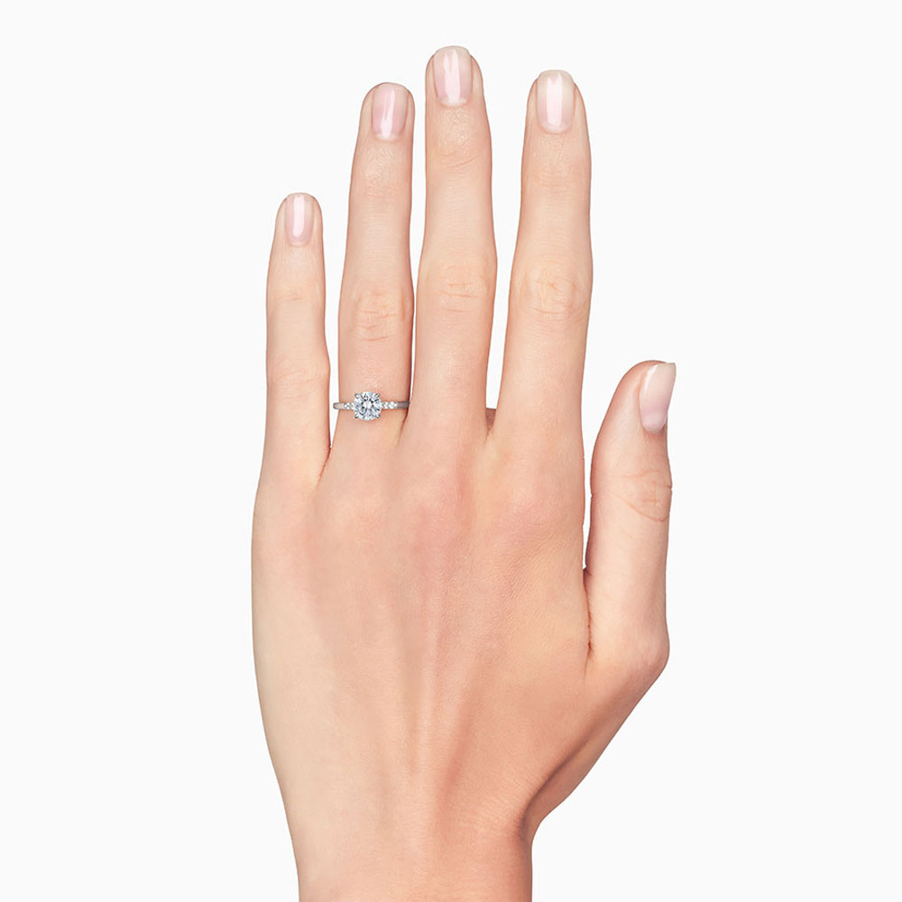 18K Gold Silk Prong Diamond Trio Accent Engagement Ring Setting