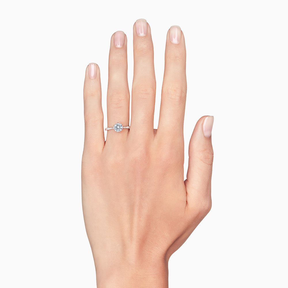 18K Gold Diamond Tapered 6 Prong Engagement Ring Setting