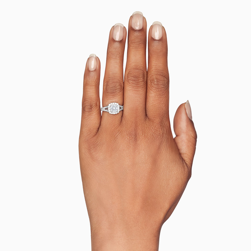 18K Gold Diamond Cushion Halo & Split Shank Engagement Ring Setting