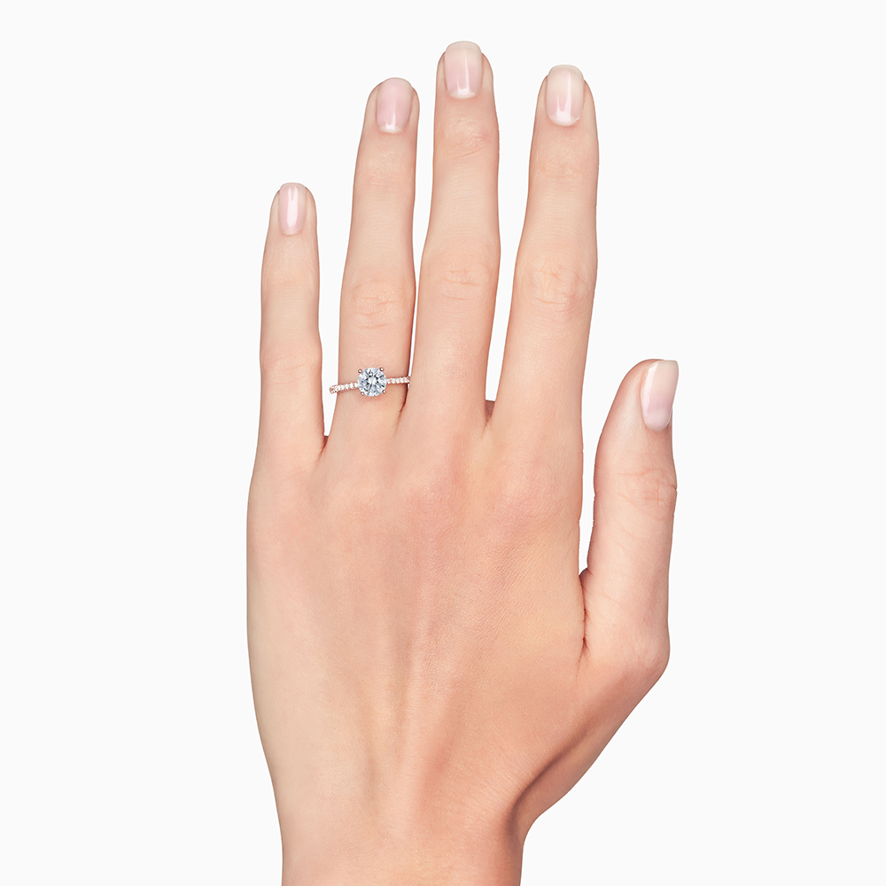 18K Gold Diamond Pavé Half Shank Tapered Engagement Ring Setting