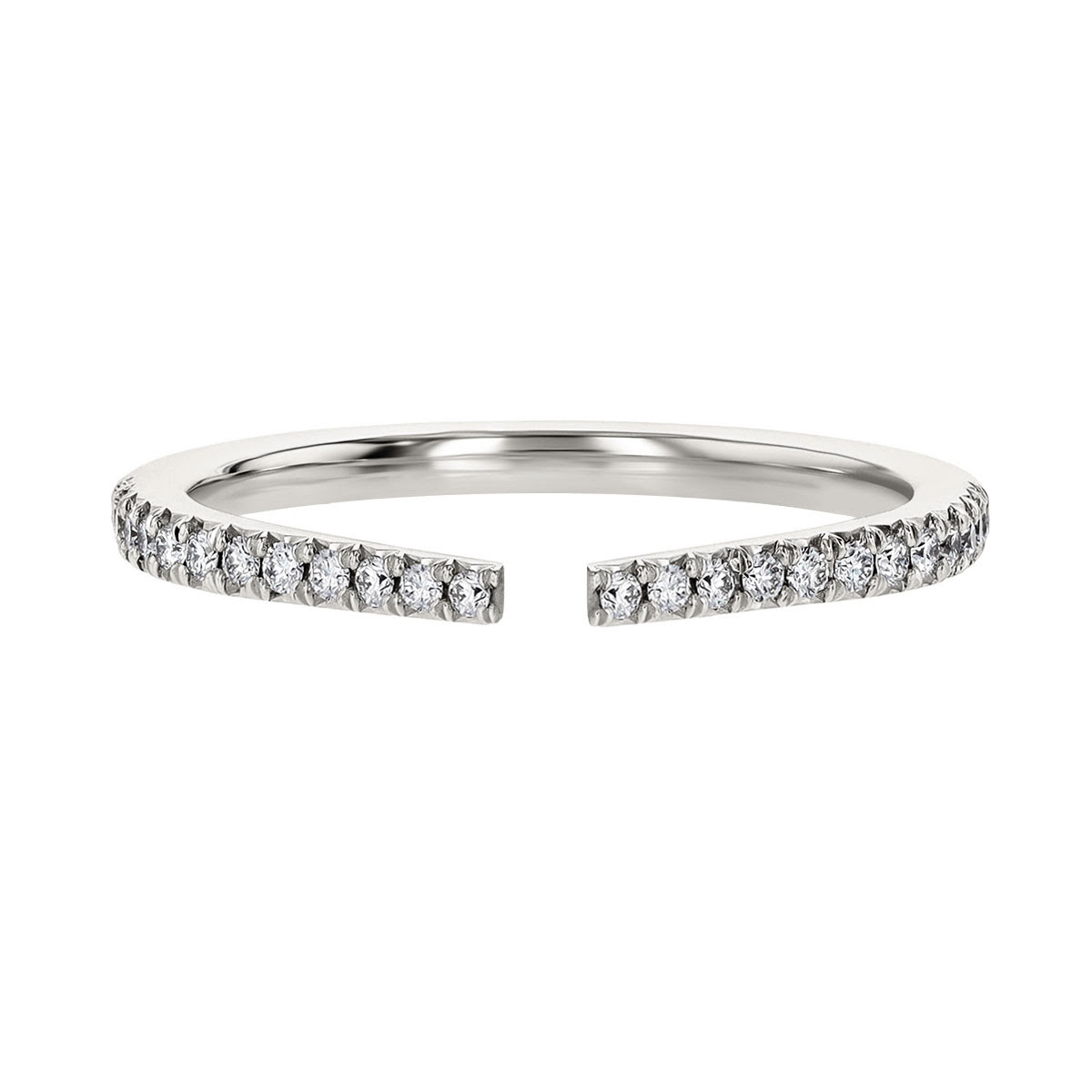 18K Gold Diamond Pavé Half Shank Tapered Engagement Ring Setting