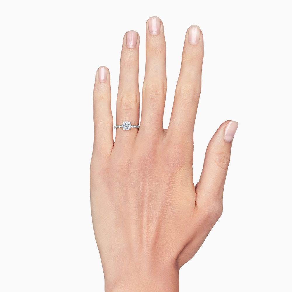 18K Gold Diamond Side Stone Engagement Ring Setting, 0.13 cttw